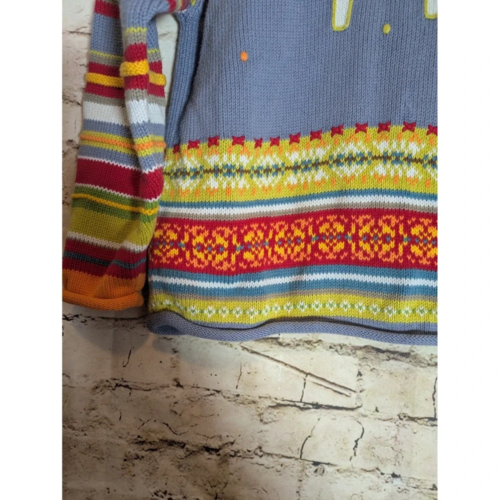 Hannah Anderson Roll Neck Sweater Girl's 10 Southwestern Dala Horse Print Peru